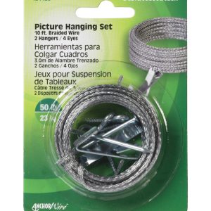 Hillman AnchorWire Steel-Plated Conventional Picture Hanging Set 50 lb 2 pk