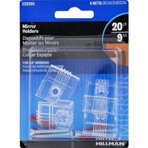 Hillman AnchorWire Plastic Coated Heavy Duty Mirror Holder Kit 20 lb 4 pk