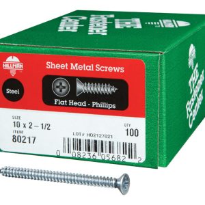 Hillman No. 10 X 2-1/2 in. L Phillips Flat Head Sheet Metal Screws 100 pk