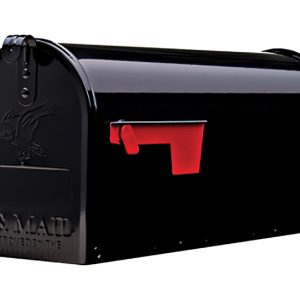 Gibraltar Mailboxes Elite Classic Galvanized Steel Post Mount Black Mailbox