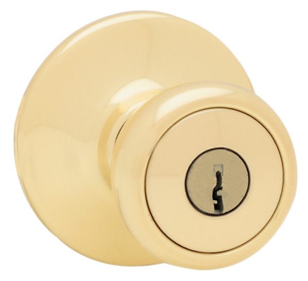 Kwikset Tylo Polished Brass Entry Lockset 1-3/4 in.