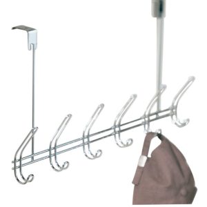 iDesign 18-1/2 in. L Chrome Silver Steel Large Classico Over the Door 6-Hook Rack 1 pk