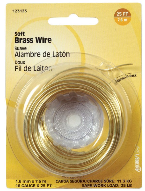 Hillman 25 ft. L Brass 16 Ga. Wire
