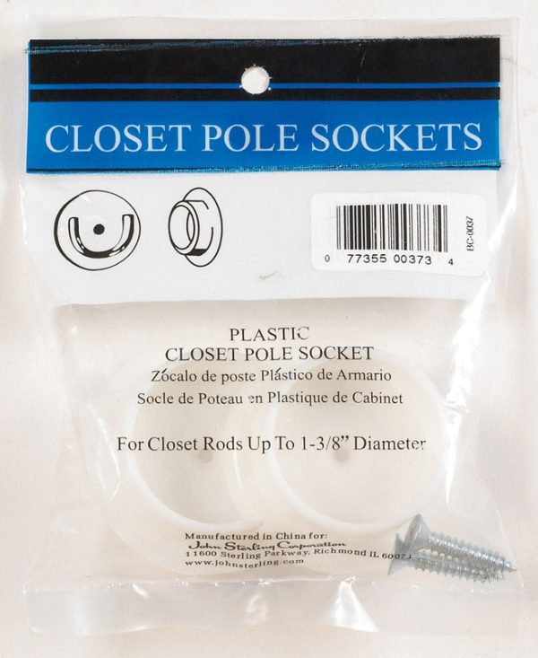 John Sterling Pro 1-3/8 in. L X 1-3/8 in. D White Plastic Rod Socket