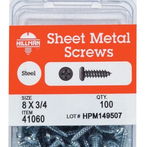 Hillman No. 8 X 1-1/4 in. L Phillips Pan Head Sheet Metal Screws 100 pk