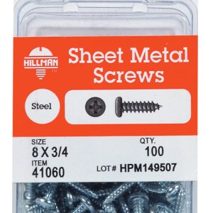 Hillman No. 10 X 1/2 in. L Phillips Pan Head Sheet Metal Screws 100 pk
