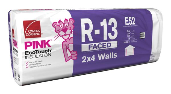 Owens Corning Eco Touch 23 in. W X 93 in. L 13 Kraft Faced Fiberglass Insulation Batt 148.54 sq ft