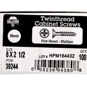 Hillman No. 8 X 2-1/2 in. L Phillips Black Phosphate Cabinet Screws 100 pk