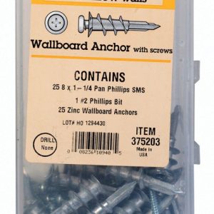 Hillman .164 in. D X 1-1/4 in. L Zinc Pan Head Wallboard Anchor Kit 1 pk