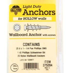 Hillman .164 in. D X 1-1/4 in. L Nylon Pan Head Wallboard Anchor Kit 1 pk