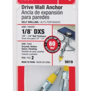 Hillman 1/8 in. D X 1/8 X-Short in. L Metal Round Head Drive Wall Anchors 2 pk