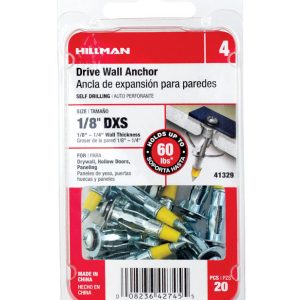Hillman 1/8 in. D X 1/8 X-Short in. L Metal Round Head Drive Wall Anchors 20 pk
