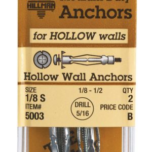 Hillman 1/8 in. D X 1 1/2 in. L Metal Round Head Hollow Wall Anchors 2 pk
