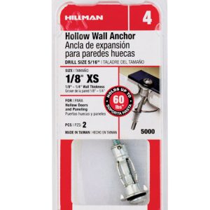 Hillman 1/8 in. D X 1 in. L Metal Hollow Head Hollow Wall Anchors 2 pk