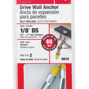 Hillman 1/8 in. D X 1/8 x-short in. L Metal Round Head Drive Wall Anchors 2 pk