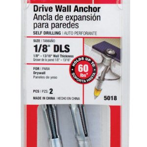 Hillman 1/8 in. D X 1/8 LS  Multi-Grip Range in. L Steel Round Head Drive Wall Anchors 2 pk
