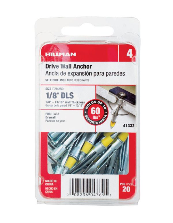 Hillman 1/8 in. D X 1/8 LS Multi-Grip Range in. L Metal Pan Head Drive Wall Anchors 20 pk