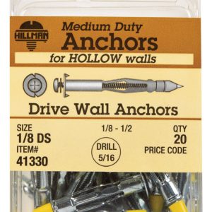 Hillman 1/8 in. D X 1/8 Short in. L Metal Pan Head Drive Wall Anchors 20 pk