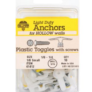 Hillman 1/8 in. D X 1/8 Small in. L Plastic Pan Head Pop-Toggle Anchors 10 pk