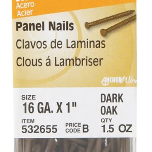 Hillman 1 in. Panel Dark Oak Steel Nail Large Head