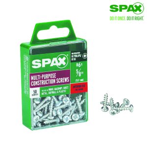 Spax No. 6 X 5/8 in. L Phillips/Square Zinc-Plated Multi-Purpose Screws 50 pk