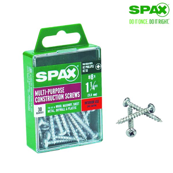 Spax No. 8 X 1.25 in. L Phillips/Square Zinc-Plated Multi-Purpose Screws 30 pk