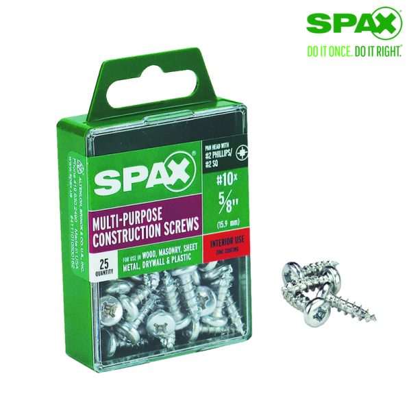 Spax No. 10 X 5/8 in. L Phillips/Square Zinc-Plated Multi-Purpose Screws 25 pk
