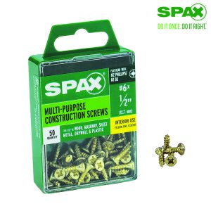 Spax No. 6 X 1/2 in. L Phillips/Square Flat Head Multi-Purpose Screws 50 pk