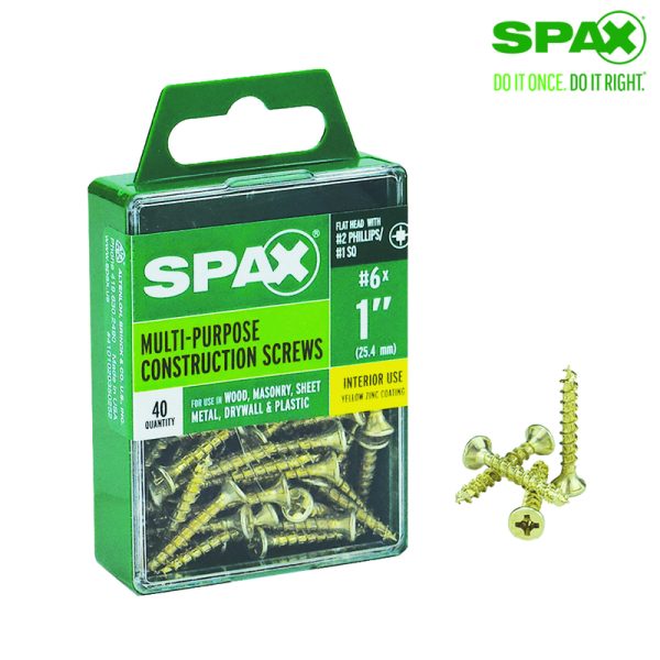 Spax No. 6 X 1 in. L Phillips/Square Flat Head Multi-Purpose Screws 40 pk