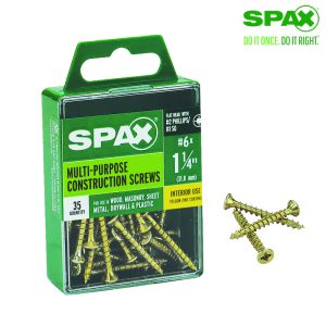 Spax No. 6 X 1-1/4 in. L Phillips/Square Flat Head Multi-Purpose Screws 35 pk
