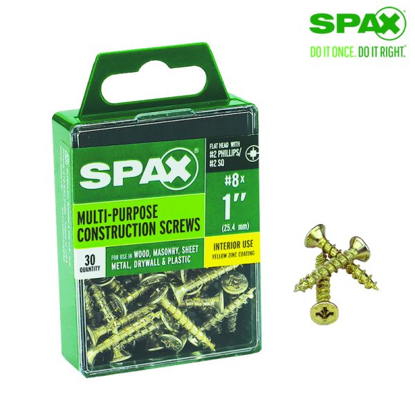 Spax No. 8 X 1 in. L Phillips/Square Flat Head Multi-Purpose Screws 30 pk