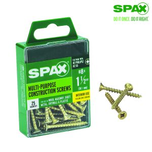 Spax No. 8 X 1-1/2 in. L Phillips/Square Flat Head Multi-Purpose Screws 25 pk