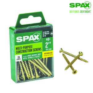 Spax No. 8 X 2 in. L Phillips/Square Flat Head Multi-Purpose Screws 20 pk