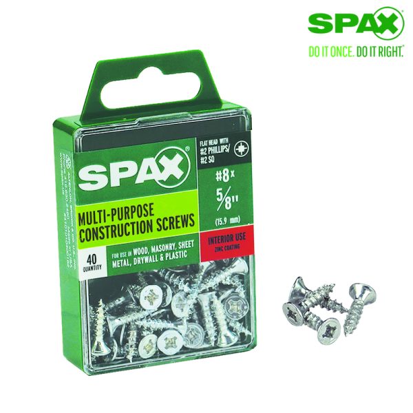 Spax No. 8 X 5/8 in. L Phillips/Square Flat Head Multi-Purpose Screws 40 pk