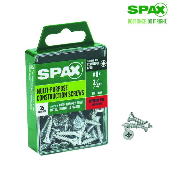 Spax No. 8 X 3/4 in. L Phillips/Square Flat Head Multi-Purpose Screws 35 pk