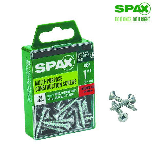 Spax No. 8 X 1 in. L Phillips/Square Flat Head Multi-Purpose Screws 30 pk