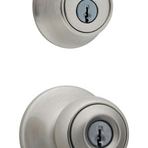 Kwikset Polo Satin Nickel Entry Lock and Single Cylinder Deadbolt 1-3/4 in.