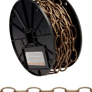 Campbell 10 Antique Brass Gold Steel Decorative Chain 0.14 in. D 1.21 in.