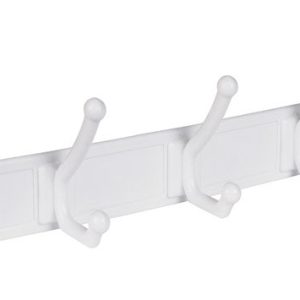 Homz 18.38 in. L White Plastic Large 5-Hook Rack 5 lb. cap. 1 pk
