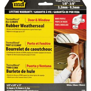 M-D White Rubber Weatherstrip For Windows 17 ft. L X 3/8 in.
