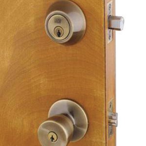 Home Plus Antique Brass Knob and Deadbolt Set 1-3/4 in.