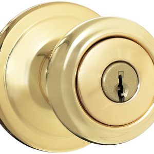 Kwikset SmartKey Cameron Polished Brass Entry Lockset KW1 1-3/4 in.