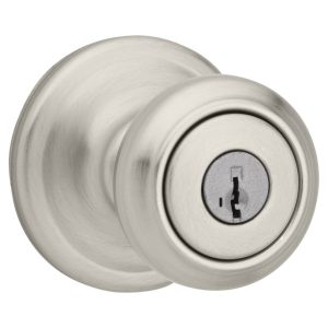 Kwikset SmartKey Cameron Satin Nickel Entry Lockset KW1 1-3/4 in.