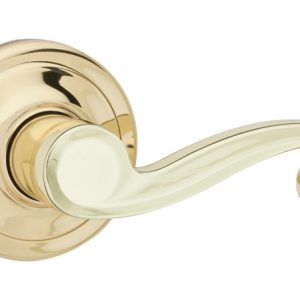 Kwikset Lido Polished Brass Passage Lockset 1-3/4 in.