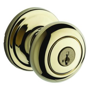 Kwikset SmartKey Juno Polished Brass Entry Lockset KW1 1-3/4 in.