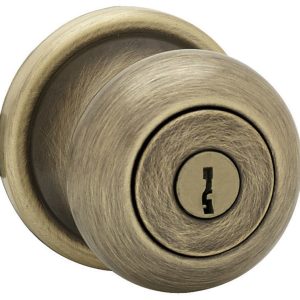 Kwikset SmartKey Juno Antique Brass Entry Lockset KW1 1-3/4 in.