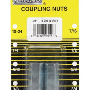 Boltmaster 7/16 - 14 in. Steel Coupling Nut 2 pk