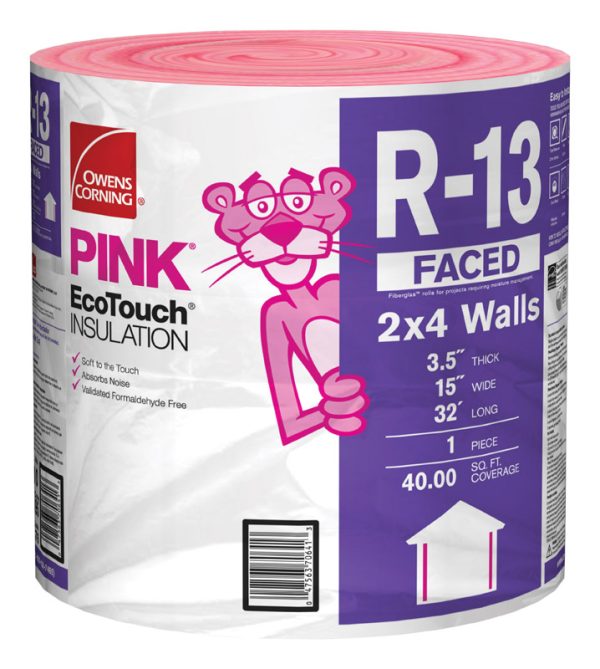 Owens Corning PINK EcoTouch 15 in. W X 32 ft. L R-13 Kraft Faced Fiberglass Insulation Roll 40 sq ft