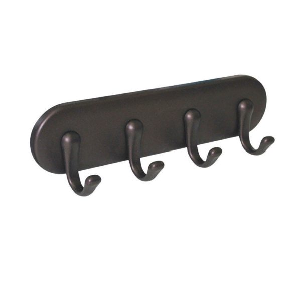 iDesign 7 in. L Brown Stainless Steel Small 4-Hook Key Rack 1 pk