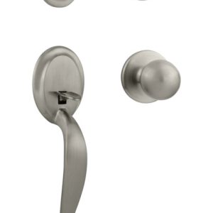 Kwikset SmartKey Dakota/Polo Satin Nickel Entry Handleset KW1 1-3/4 in.